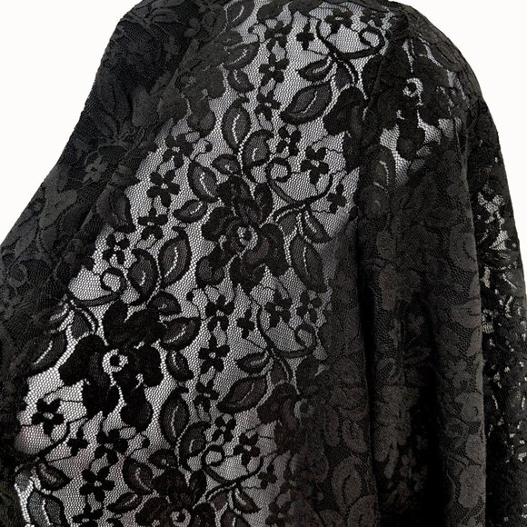 Black Floral Lace Open-Front Cardi Shrug by Lennie for Nina Leonard 2X - Picture 3 of 4